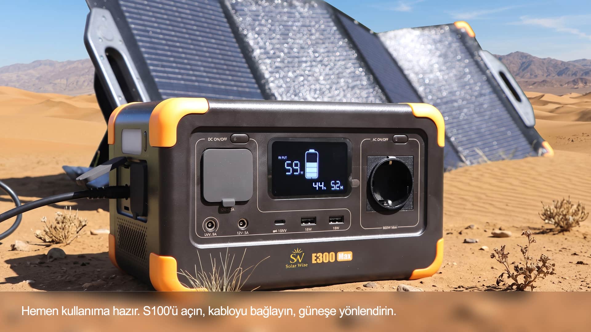 E300 Max ve S100, çölde güneş enerjisiyle kullanıma hazır.